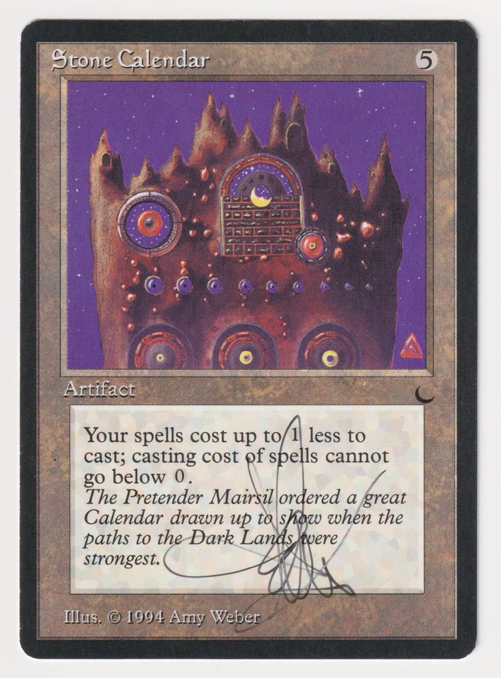 Painted Signed Stone Calendar Proof Sketch LP The Dark Artist Amy Weber MTG AP! - Image 2 of 2