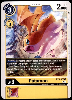 #ad Digimon Patamon EX3 028 C Normal Draconic Roar $1.28