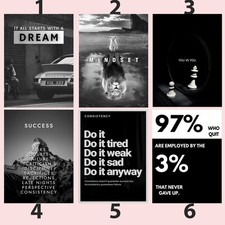 Motivational Mindset Success Quote Wall Art Poster