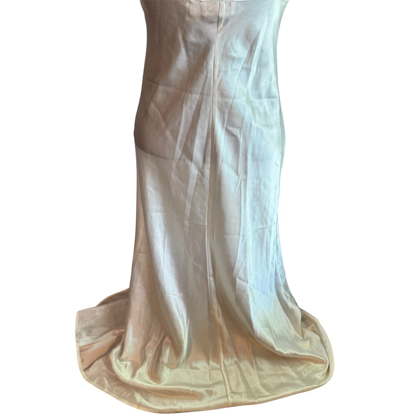 UNDERCOVER Abito lungo Victoria's Secret piccolo avorio bianco raso pizzo etichetta oro slip dress