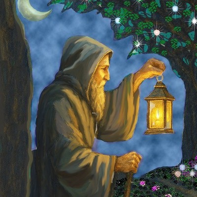 The Magical Path   Wizard Lantern Fantasy Art Print 13×19 Signed by Artist