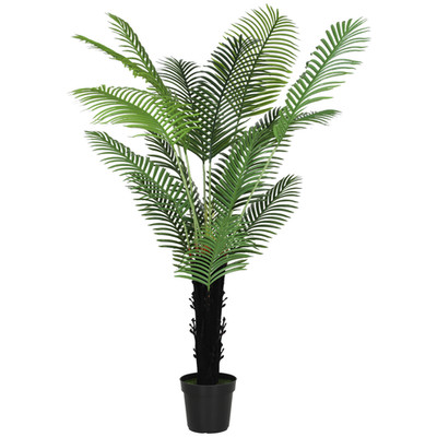 Künstliche Areca Palme 175 cm grün PE Blätter beflockter Stamm im Topf Zementtopf
