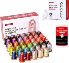 800M Embroidery Thread Set 40 Colors  144 Prewound Bobbins  Stabilizer Roll