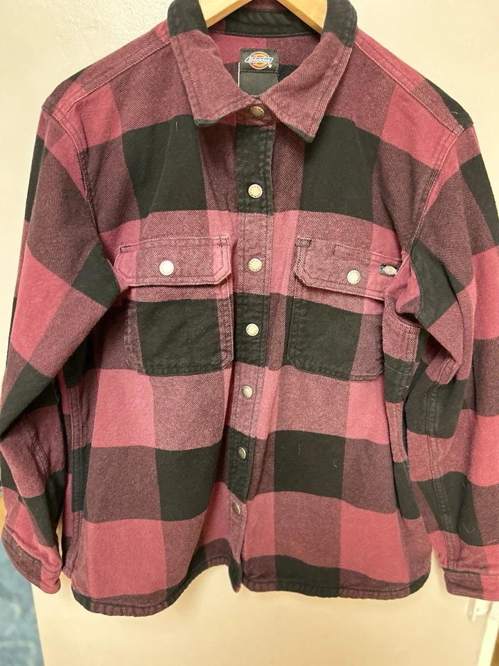 Camisa de franela Dickies DuraTech Renegade XL borgoña/negro a cuadros para mujer Foto 4 de 4