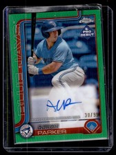 2025 Topps Pro Debut Chrome Green Refractor Aaron Parker Auto 30/99 Dunedin Blue