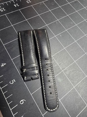 Authentic A. Lange & Sohne  Genuine Black Leather Watch Strap 22/18mm, 74+114mm