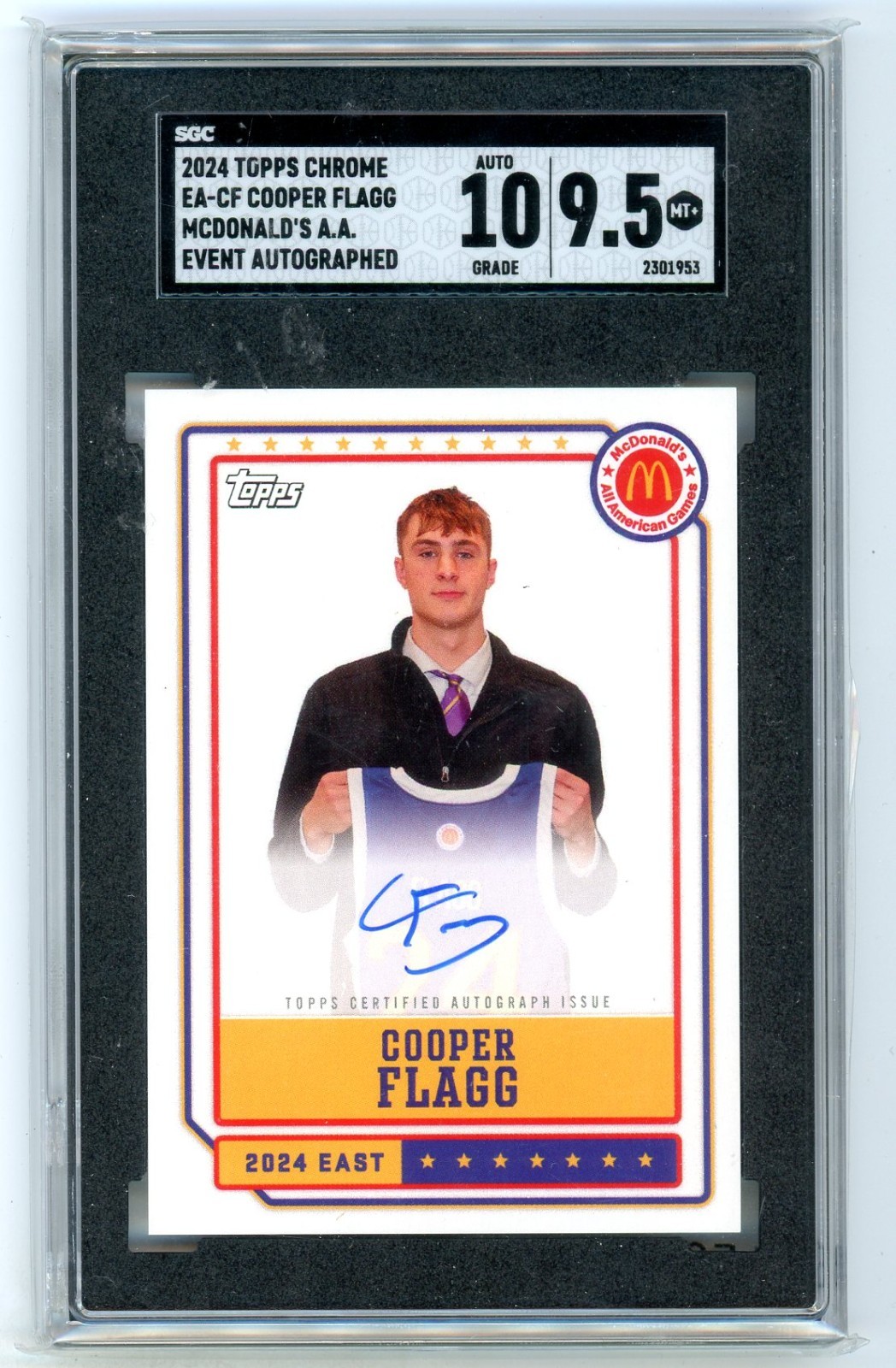 2024 Topps Chrome McDonald's Cooper Flagg Event On Card Auto SGC 9.5/10 MT+ (MV)