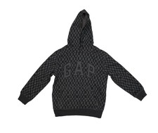 Gap Kids Hoodie Youth 8 Gray Check Fleece GAP Logo Pullover Hooded Sweatshirt