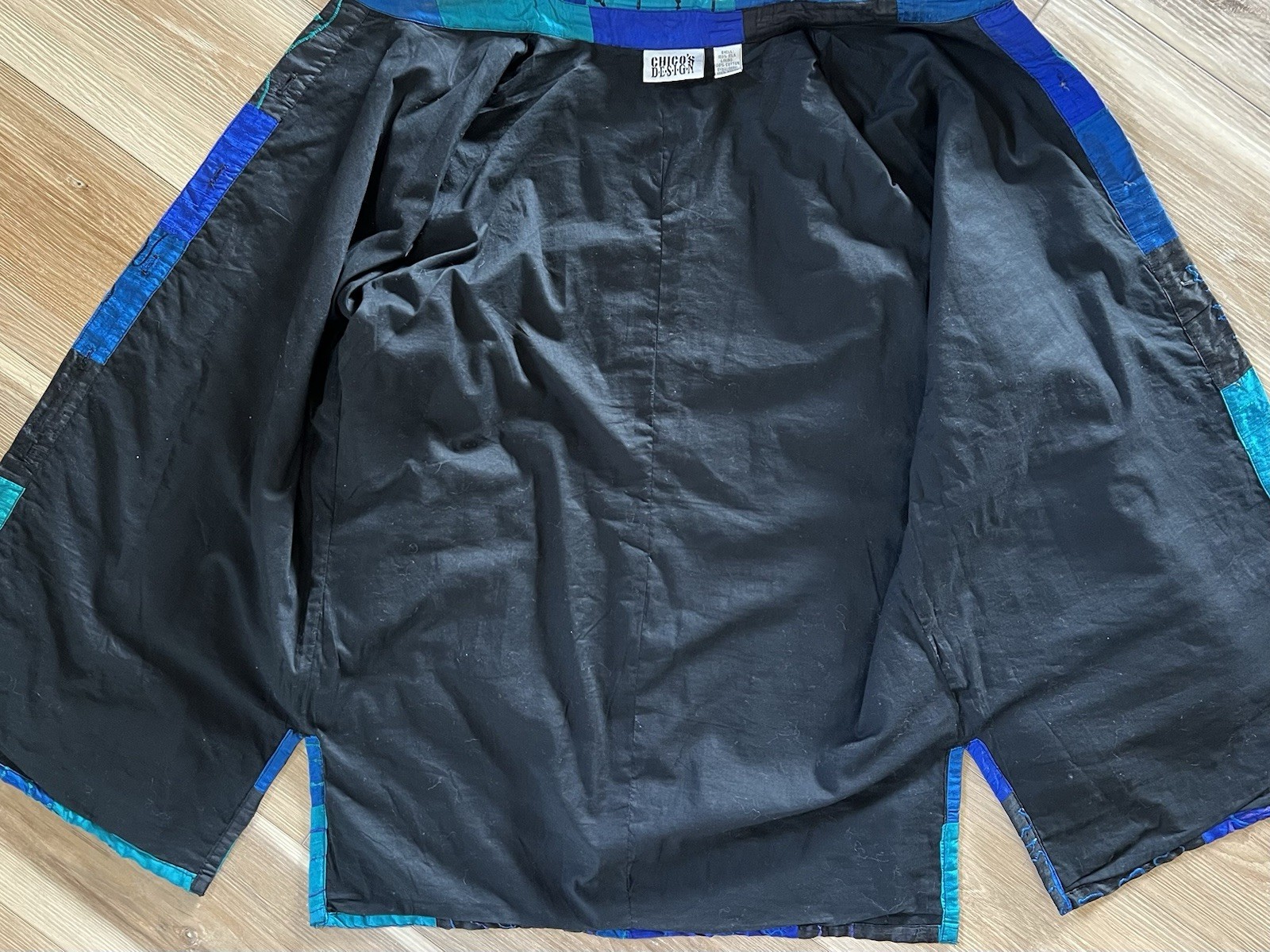 VTG 100% SILK Sequin Patchwork Jacket Shacket Emb… - image 10