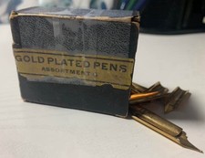 Vintage 14 k Gold Plated Dip Pen Nibs Heart Hole .  Lot 64 # 8 and 12 # 4
