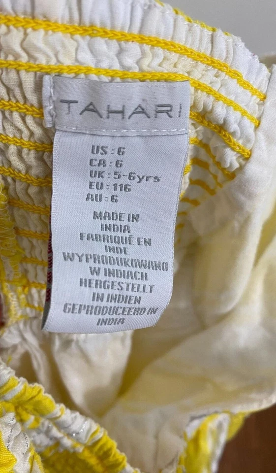 Vestido forrado listrado branco amarelo feminino Tahari tamanho 6 anos pequeno FLAW K25 - Imagem 4 de 4