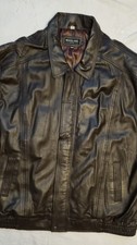 6XL Woodland Men's Dark Brown Soft Leather Jacket XL Full Zip Silk Lined Vintage