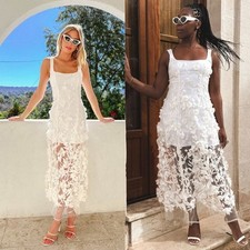 NEW NWOT Show Me Your Mumu Stephanie Dress White 3D Floral Embroidery SIZE M