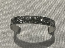 Silver Tone Engraved Cuff Bracelet, No Main S...