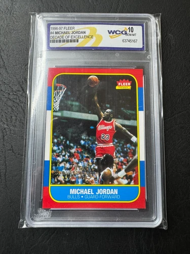 1996-97 Fleer Michael Jordan Card #4 Decade Of Excellence WCG Gem Mint 10 Bulls