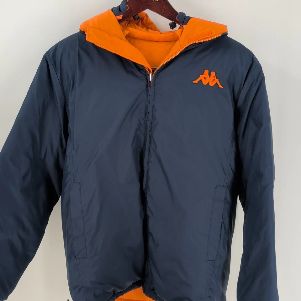 Chaqueta De Colección Y2K Kappa Roma Cremallera Completa Italia Con Capucha Reversible Azul Naranja Talla M Foto 3 de 4
