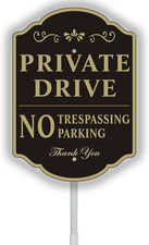 Yuntarda 9.6"X13.6" No Trespassing Sign with 28" Long Alloy Stake, 40Mil Reflect