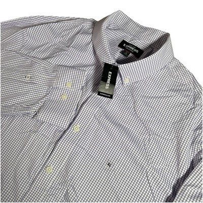 NWT Express Shirt Men s XL Purple Check Extra Slim Performance Stretch Wicking