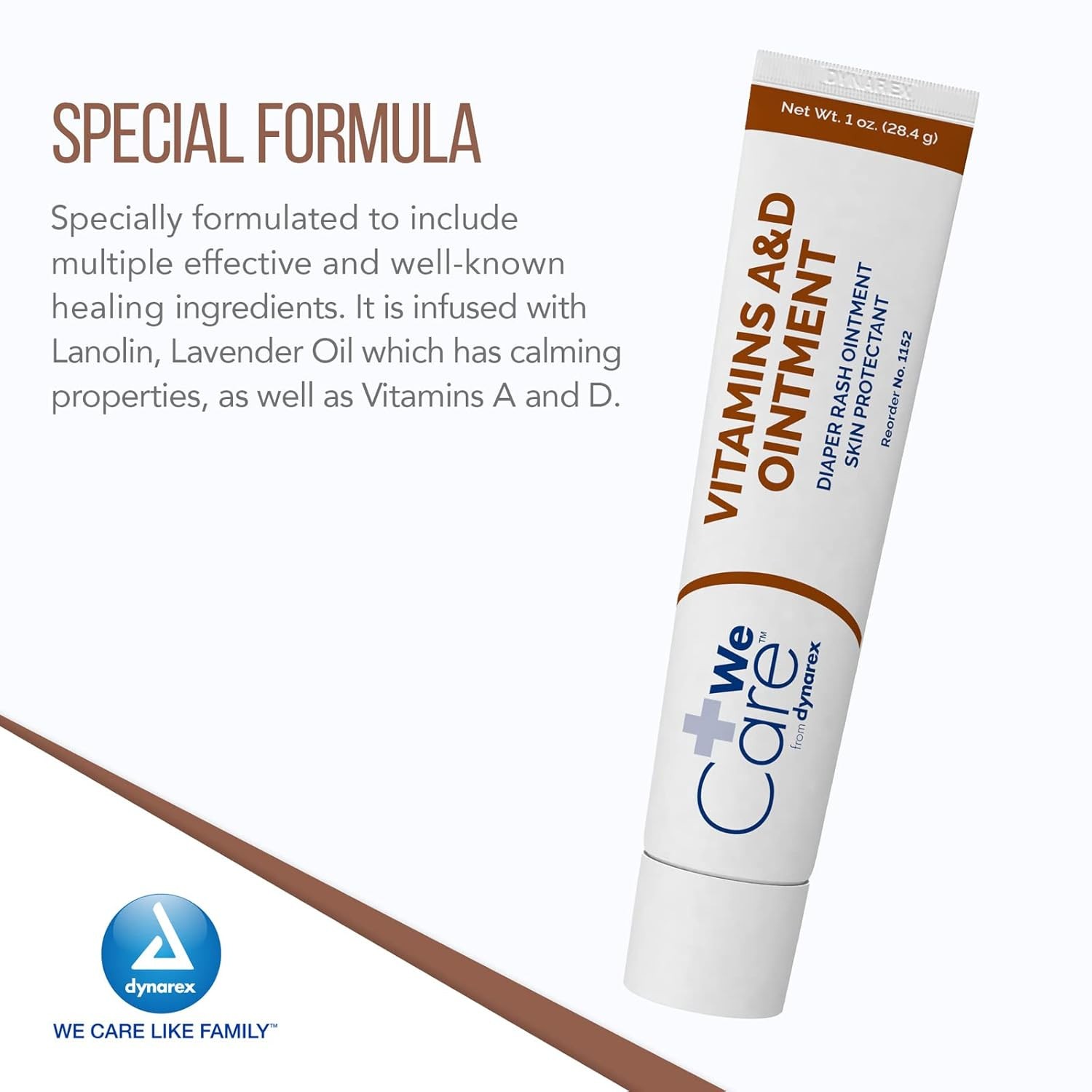 Dynarex Vitamins A&D Ointment Diaper Rash Cream Skin Protectant 1oz Tube - 6Pk