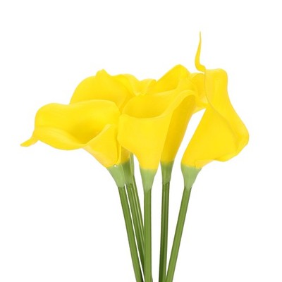 6 Stück 13 Zoll künstliche Calla Lilien für Fake Flowers, Real Touch, Gelb