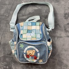 Blue Jean Teddy Bear Springs Blossom Demin Bottle Diaper Tote Bag Baby