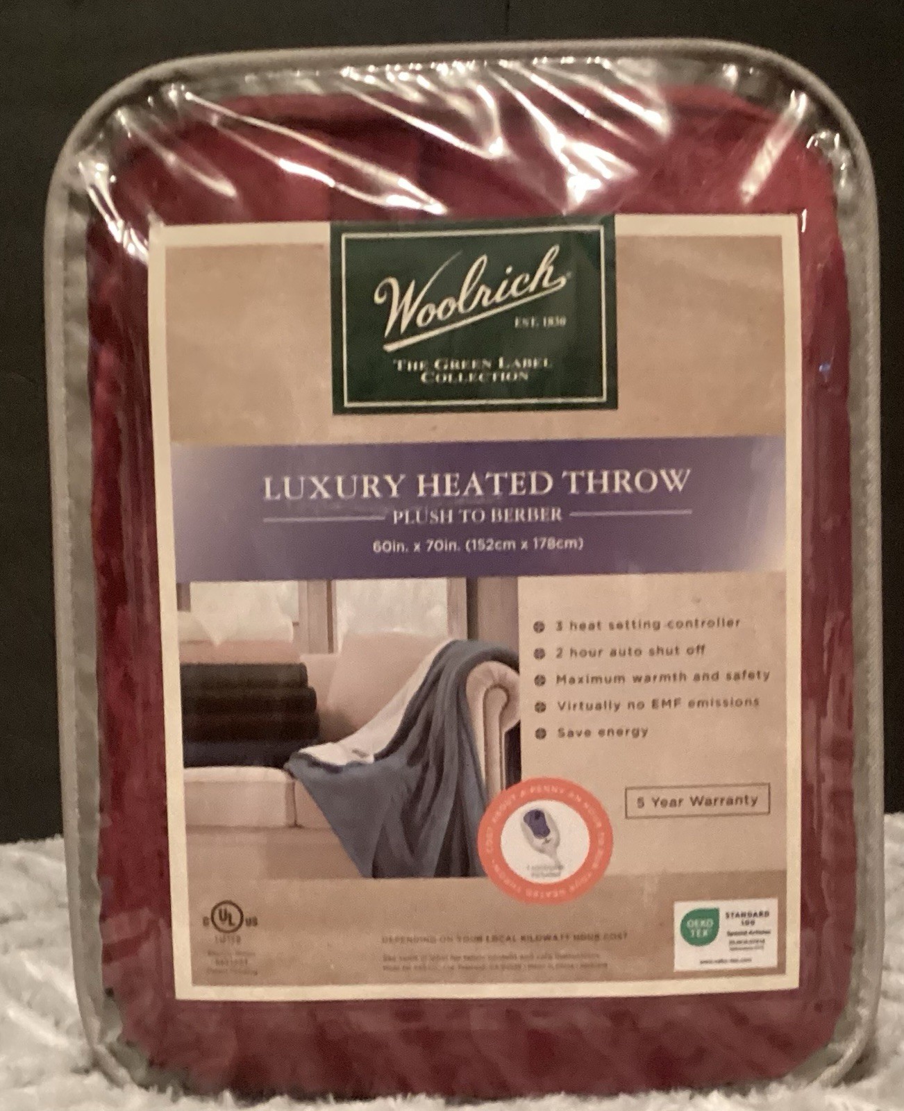 Woolrich Oversized Faux Mink & Barber Electric Heated Throw 