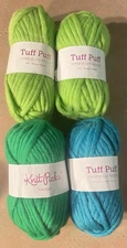 1 Knit Picks + 3 Tuff Puff Super Bulky 100% Wool Yarn Lot Pear Green Marina Blue