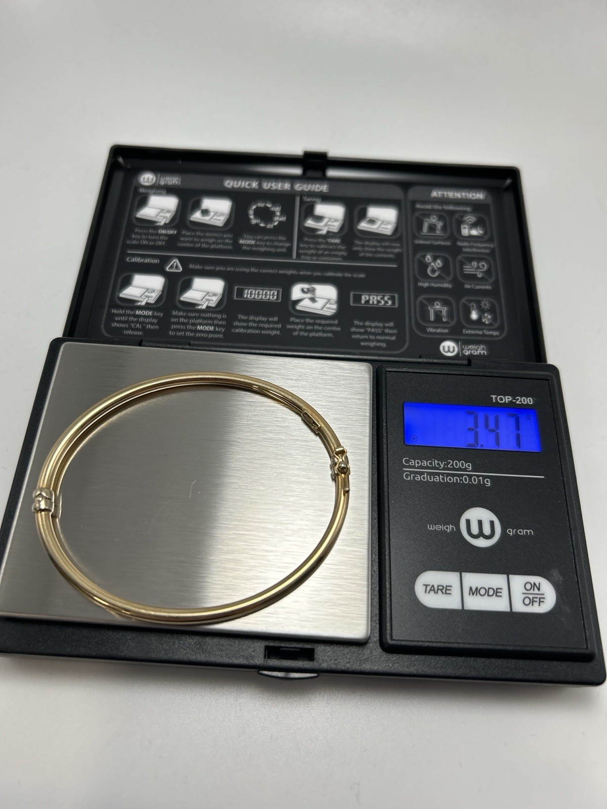 14KT Solid Yellow Gold Thin Hinged Bangle Bracele… - image 3