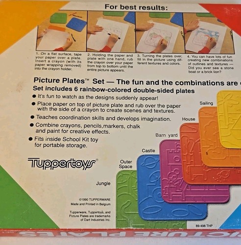 Tupperware Tuppertoys Picture Plates Rubbing Stencils 6 Ct 1990 Set Of 2 - Picture 9 of 12