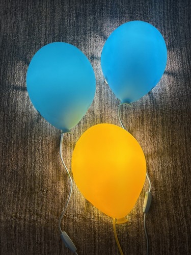 IKEA Dromminge 3 Balloon Wall Light Lamps Blue/ Yellow Works Kids Room Nursery