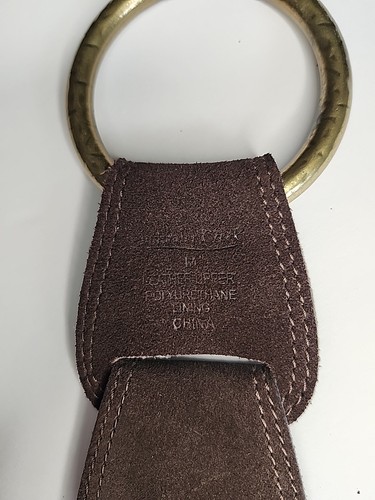 COLDWATER Creek Brown Suede Brass Hip Belt Medium Hippy 70's Preppy - Picture 5 of 5