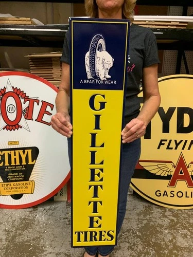 Antique Vintage Old Style Sign Gillette Tires Made in USA