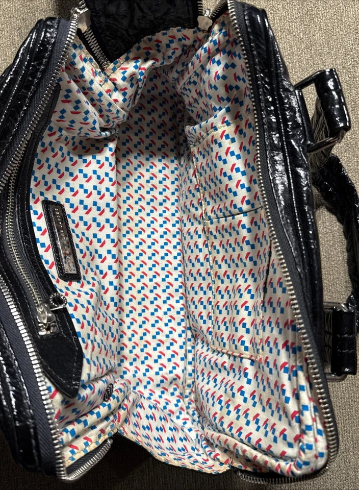 Винтажный ~ Y2K ~ MARC BY MARC JACOBS пухлый тостер черный лакированная кожа наплечная сумка - Изображение 4 из 4