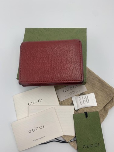 GUCCI GG Marmont Red Leather Bifold Wallet Mini Compact Purse elegant C365 - Picture 2 of 10