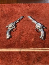 Vintage Toy Cap Gun HUBLEY SMOKY Bull Head Die Cast Toy Pistol Pair Nice Cond.