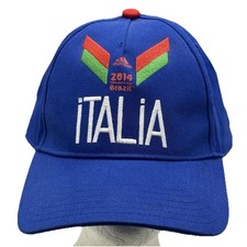 Rare Adidas Italy 2014 World Cup Brazil Blue Strapback Hat  FIGC Italia Soccer