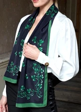 Patrick Francis Shamrock Pure Silk Scarf Irish Clover Leaf Size-52x11 in