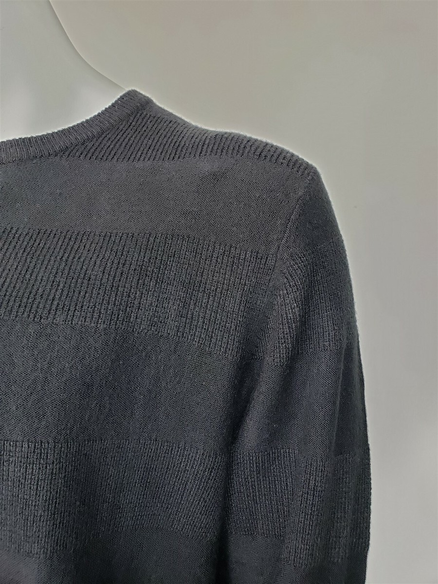 WEATHERPROOF VINTAGE Black Textured Band Knit Crewneck