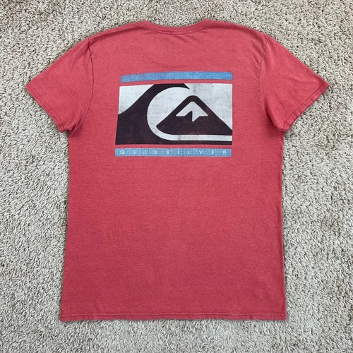 QUIKSILVER Red Double-Sided Logo Graphic-Print Short-Sleeve Crew Neck Tee Mens M