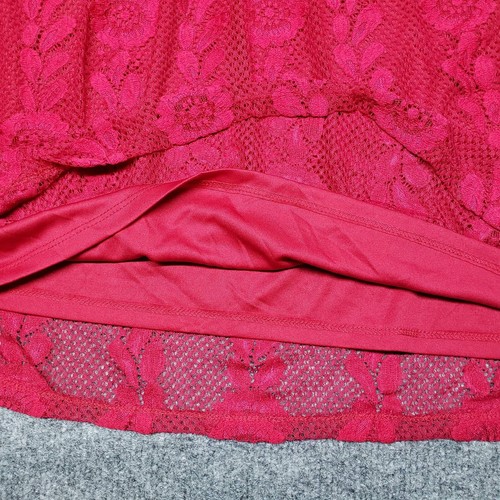 Studio JPR Blouse Womens XL Red Floral 3/4 Sleeve Bell Stretch Lined Lace New - Picture 5 of 11