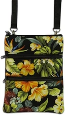 Hawaiian Print Travel Shoulder Neck Wallet Bag Tropical Flowers Hawaii Island NB