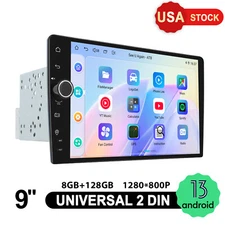 9 inch Android 13 Double Din Radio with Volume Control Knob Octa Core 8+128GB FM