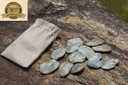 Fields-X-Stream Burlap Bag with 13 Stream Hand Harvested Schist Skipping Rocks - Picture 2 of 11