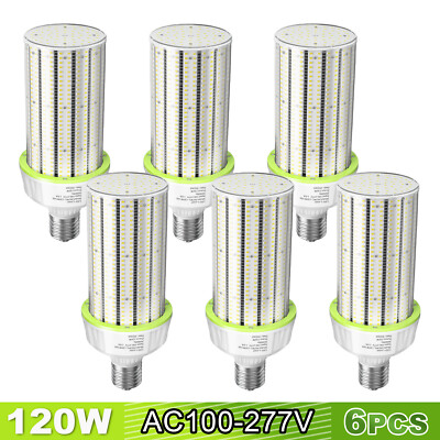6PCS Commercial 120W LED Corn Light Bulb E39 Mogul Base Warehouse Lighting 6000K