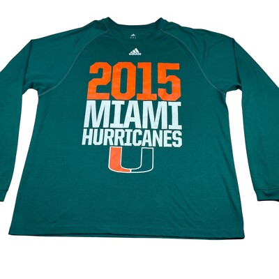 2015 Miami Hurricanes Football x Adidas Team Issued Our Team T- Shirt Green  • XL