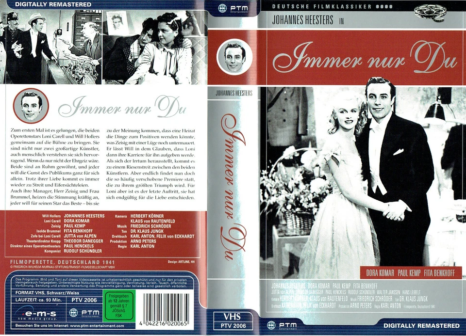 (VHS) Immer nur Du - Johannes Heesters, Dora Komar, Paul Kemp, Fita Benkhoff - Bild 1 von 2
