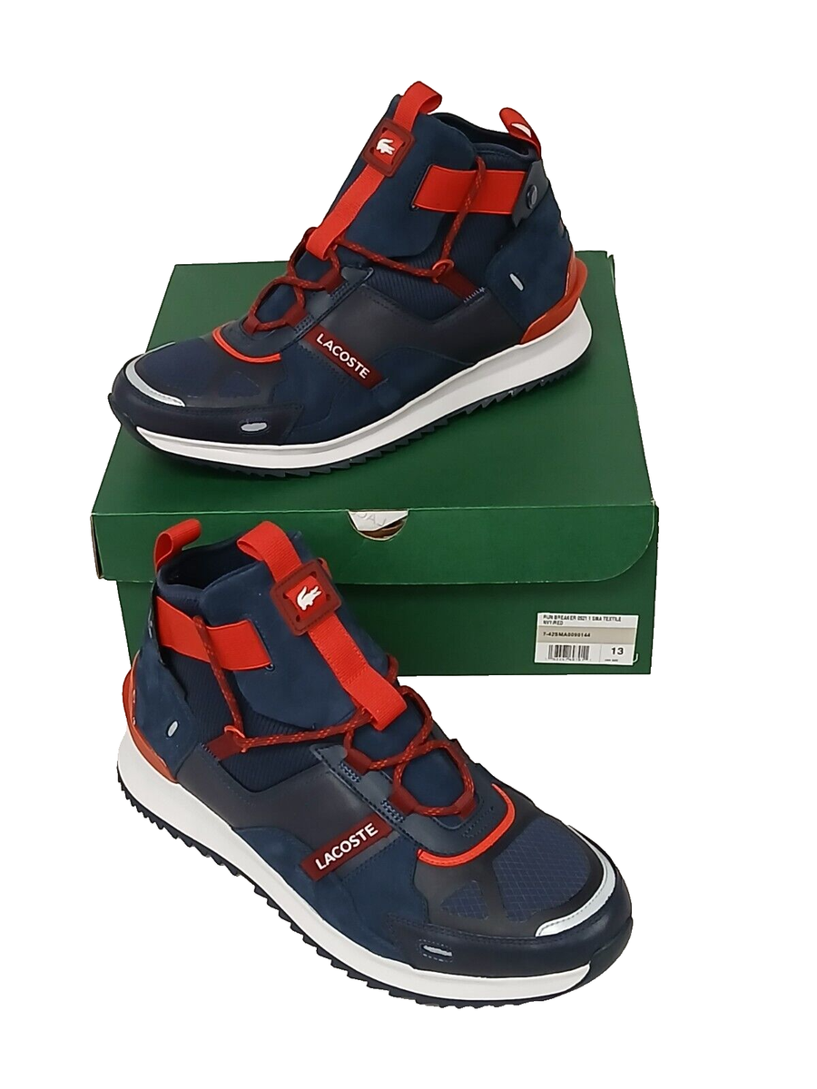 NEW Lacoste Run Breaker 0521 SMA Men's Shoes Navy Blue-RED SIZE