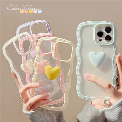 Clear Cover für iPhone 16 15 Pro Max 14 13 12 11 Candy Wave Rahmen Soft Back Case