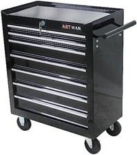 7 Drawers Tool Box On Wheelsrolling Tool Cartlockable Tool Storage Organizer