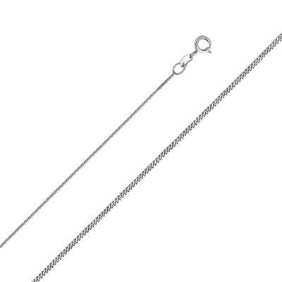 14k Real White Gold 0.7 mm Pendant Curb Chain Necklace - 16 to 20 Inches